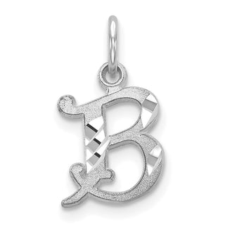 14K White Gold Diamond-cut Initial B Charm