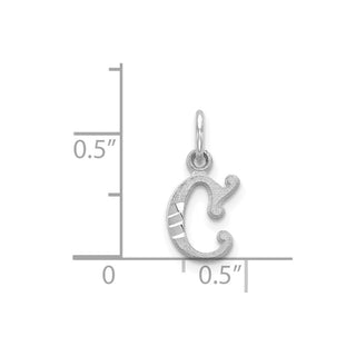 14K White Gold Diamond-cut Initial C Charm