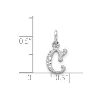14K White Gold Diamond-cut Initial C Charm
