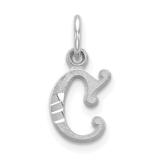 14K White Gold Diamond-cut Initial C Charm