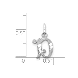 14K White Gold Diamond-cut Initial D Charm