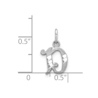 14K White Gold Diamond-cut Initial D Charm