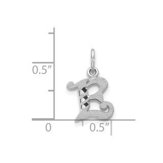 14K White Gold Diamond-cut Initial E Charm