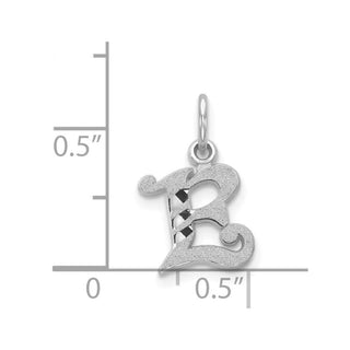14K White Gold Diamond-cut Initial E Charm