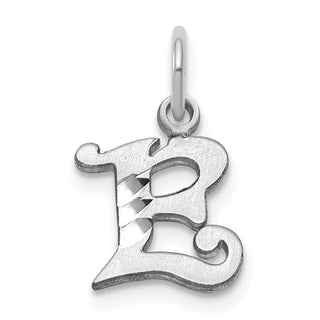 14K White Gold Diamond-cut Initial E Charm