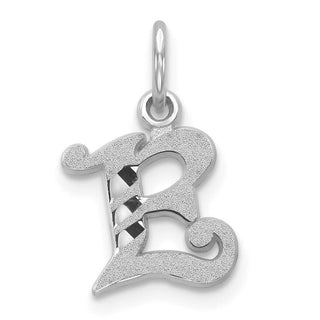 14K White Gold Diamond-cut Initial E Charm