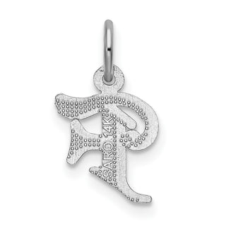 14K White Gold Diamond-cut Initial F Charm