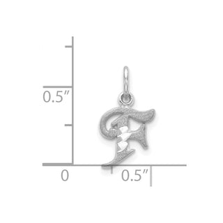 14K White Gold Diamond-cut Initial F Charm