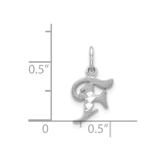 14K White Gold Diamond-cut Initial F Charm