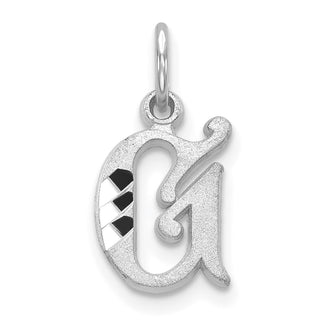 14K White Gold Diamond-cut Initial G Charm