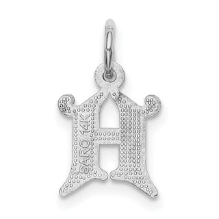 14K White Gold Diamond-cut Initial H Charm