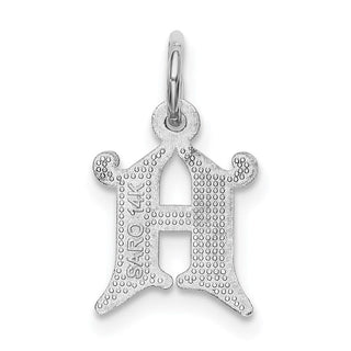 14K White Gold Diamond-cut Initial H Charm