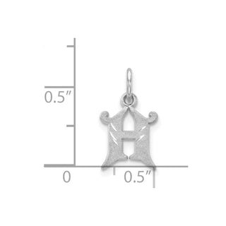 14K White Gold Diamond-cut Initial H Charm