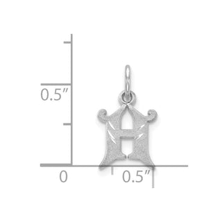 14K White Gold Diamond-cut Initial H Charm