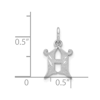 14K White Gold Diamond-cut Initial H Charm