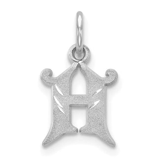 14K White Gold Diamond-cut Initial H Charm