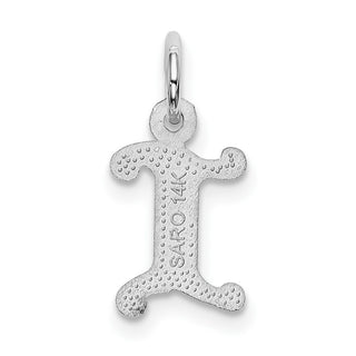 14K White Gold Diamond-cut Initial I Charm