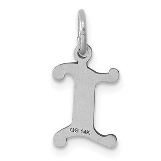 14K White Gold Diamond-cut Initial I Charm