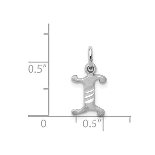 14K White Gold Diamond-cut Initial I Charm
