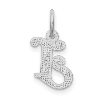 14K White Gold Diamond-cut Initial J Charm