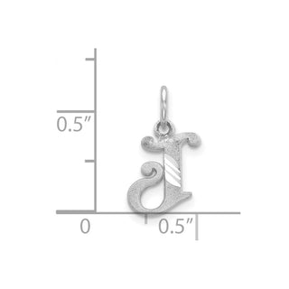 14K White Gold Diamond-cut Initial J Charm