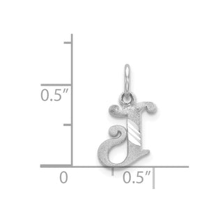 14K White Gold Diamond-cut Initial J Charm