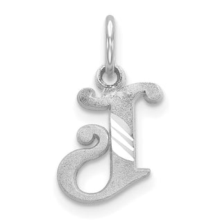 14K White Gold Diamond-cut Initial J Charm