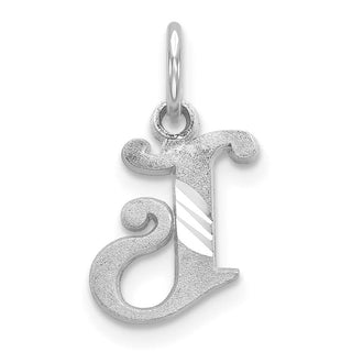 14K White Gold Diamond-cut Initial J Charm