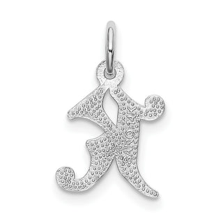 14K White Gold Diamond-cut Initial K Charm