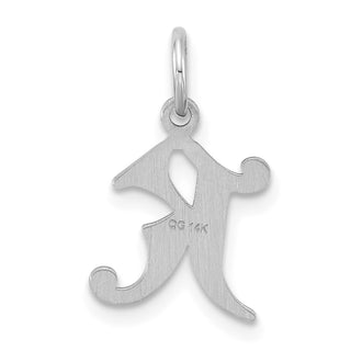 14K White Gold Diamond-cut Initial K Charm