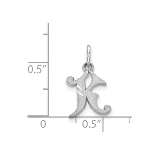14K White Gold Diamond-cut Initial K Charm