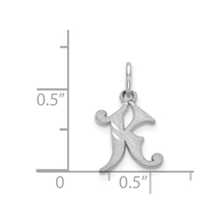 14K White Gold Diamond-cut Initial K Charm