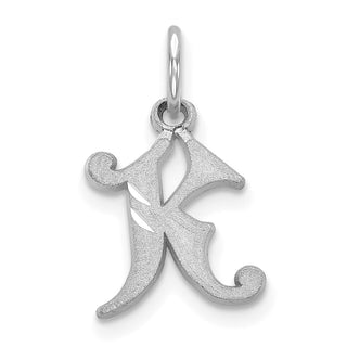 14K White Gold Diamond-cut Initial K Charm