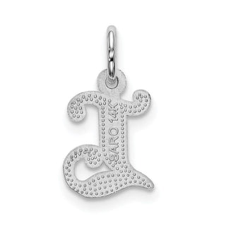 14K White Gold Diamond-cut Initial L Charm