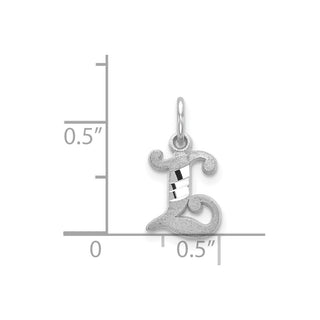 14K White Gold Diamond-cut Initial L Charm
