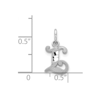14K White Gold Diamond-cut Initial L Charm