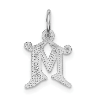 14K White Gold Diamond-cut Initial M Charm