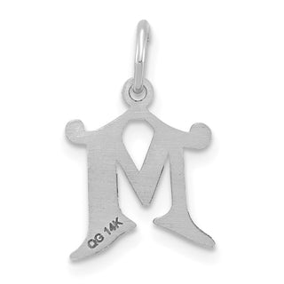 14K White Gold Diamond-cut Initial M Charm