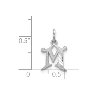 14K White Gold Diamond-cut Initial M Charm