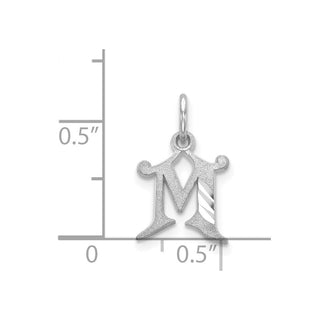 14K White Gold Diamond-cut Initial M Charm