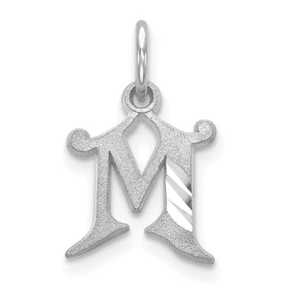 14K White Gold Diamond-cut Initial M Charm
