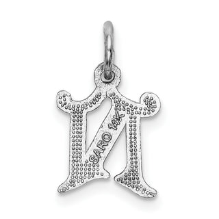 14K White Gold Diamond-cut Initial N Charm