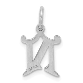 14K White Gold Diamond-cut Initial N Charm