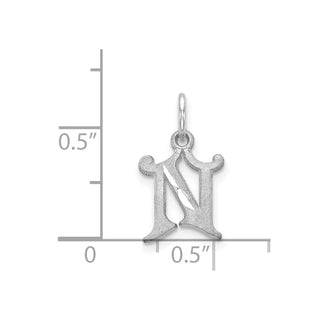 14K White Gold Diamond-cut Initial N Charm