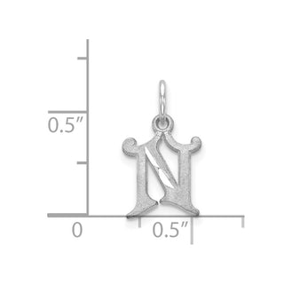 14K White Gold Diamond-cut Initial N Charm