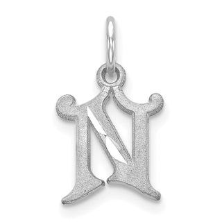 14K White Gold Diamond-cut Initial N Charm