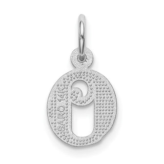14K White Gold Diamond-cut Initial O Charm