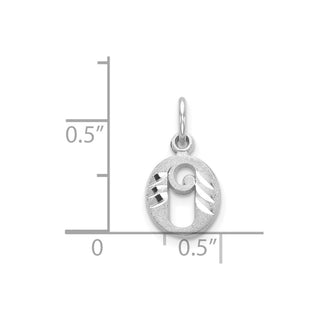 14K White Gold Diamond-cut Initial O Charm