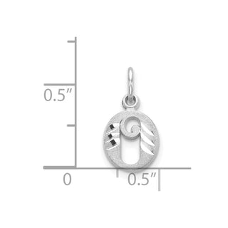 14K White Gold Diamond-cut Initial O Charm
