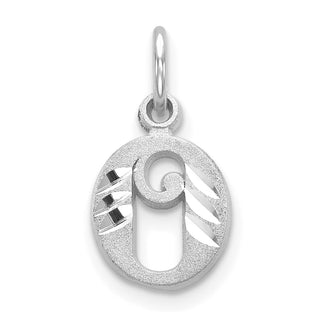 14K White Gold Diamond-cut Initial O Charm